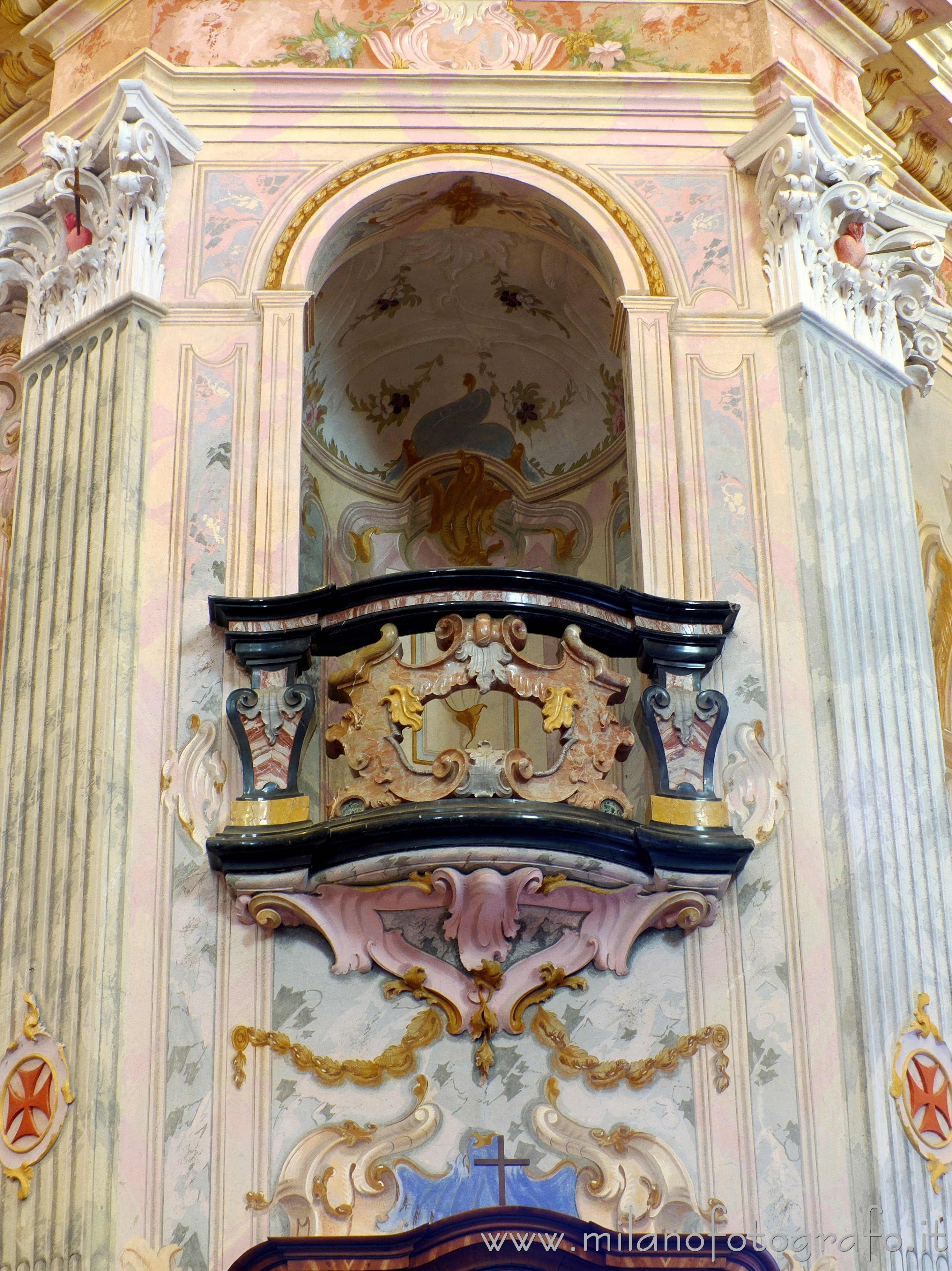 Madonna del Sasso (Verbano-Cusio-Ossola, Italy) - Decorative balcony in the Sanctuary of the Virgin of the Rock